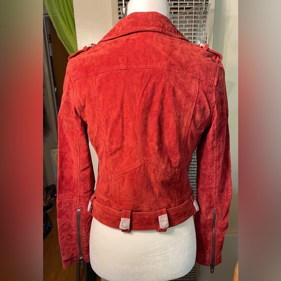 BLANK NYC GENUINE SUEDE RED BIKER JACKET, Size S - Picture 7 of 14